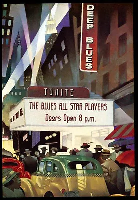 Deep Blues Jazz Night Club Harlem New York Music Vintage Poster Repo FREE S/H • $17.90