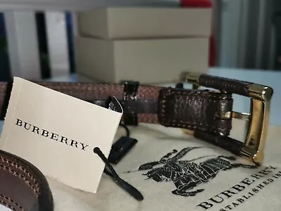 £205 • Buy Burberry Leather Bridle Trim Monsell Belt, Size 32 (25% OFF ORIGINAL PRICE)