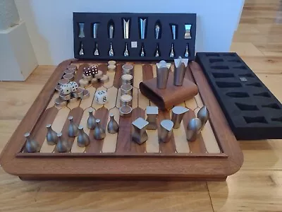 UMBRA STUNNING Chess / Backgammon COMPLETE Metal & Wood - David Quan & Matt Carr • $400