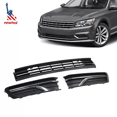 For Passat 2016 2017 2018 2019 Front Bumper Lower Grille Fog Lights Bezels 3pcs  • $91.25