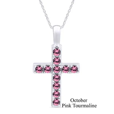 $43.08 • Buy 1 Cttw Tourmaline Birthstone Cross Pendant Necklace 14k Gold Plated Sterling