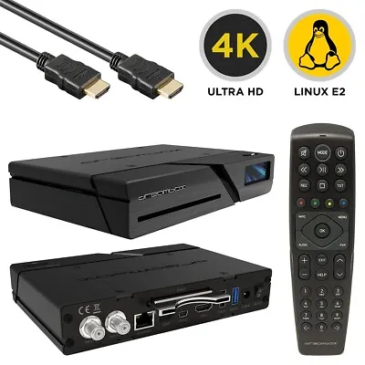 Dreambox Two UHD 4K RC20 2xDVB-S2X MIS Tuner Dual WiFi Linux E2 Sat Receiver • £274.90