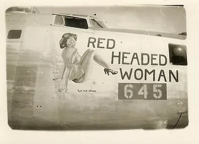 Org. Nose Art Photo: B-24 Bomber  RED HEADED WOMAN !!! • $10.50