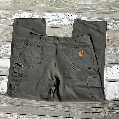 Carhartt Men's Loose Fit Washed Duck Utility Work Pants 42 X 34 Moss B11 • $28.04