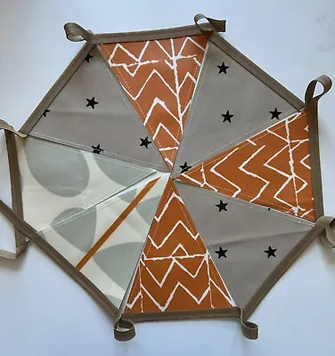 Handmade Oilcloth Bunting - Garden/Home Orange - 2 Meters Double Sided • £12