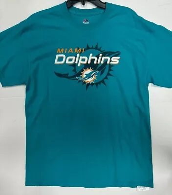 NEW Majestic Large Men’s Miami Dolphins Aqua Team NFL Jersey Shirt • $12.99
