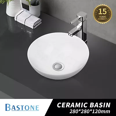 280mm Round Bathroom Ceramic Basin Above Counter Top Hand Wash Bowl Sink White • $65