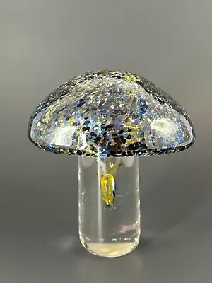Vintage Orrefors Glass Mushroom Yellow Red Spots Cap Signed Handmade Paperweight • $45