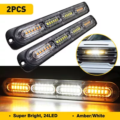 2x AUXITO Amber White Flash Strobe Light Bar Car Truck LED Warning Hazard Lamp • $17.99