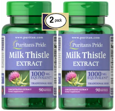 2 Pack Milk Thistle 4:1 Extract 1000mg (Silymarin) Concentrated Extract 180 Sgls • $16.95