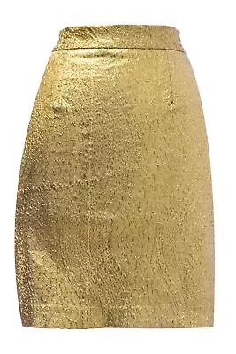 VON VONNI Women's Gold Shimmery Graphic Pattern Mini Skirt 3012 $98 NEW • $10.77