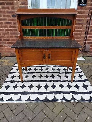 Vintage Victorian Washstand Cupboard Cabinet Desk Marble Top Can Deliver • £145