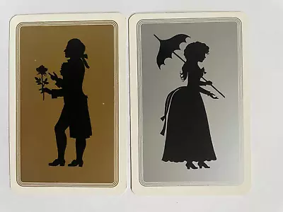 Silhouette Man Crinoline Lady Rose Flower Vintage Retro Art 2 Playing Swap Cards • $3.50