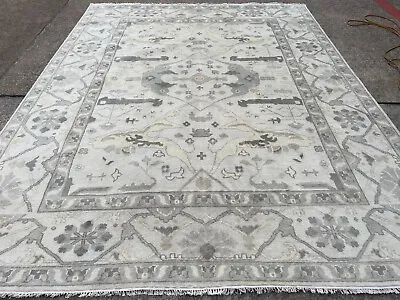 8x10 IVORY WOOL RUG NEW HAND-KNOTTED Muted Handmade Oushak Handwoven Light Gray • $679