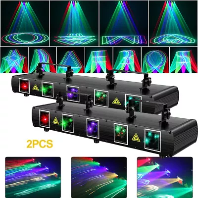 2X RGBYC Laser Lighting DMX 5 Lens 5 Beam LED Projector Stage Light DJ Disco Bar • $149.99