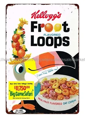 1960s Froot Loops Safari Cereal Toucan Sam Metal Tin Sign Painting Prints • £18.24