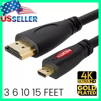 Micro HDMI Cable HDMI A To HDMI Mini Type D Adapter For Camera Sony Nikon 4K TV • $8.69