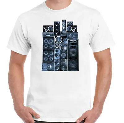 £10.94 • Buy DJ T-Shirt Speaker Stack Mens Loudspeaker Music Hi-Fi Headphones Amp PA System