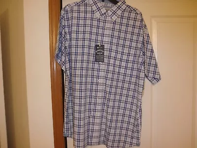 Set Of 1 Haggar And 1 Arrow Men's Short Sleeve Blue Plaid Dress Shirts In Size L • $39.95