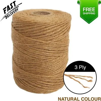 Jute Twine String Rope 100m Heavy Duty 3-Ply Natural Brown For Garden Too • £4.99