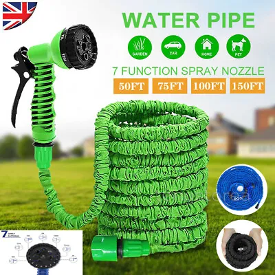 £11.79 • Buy Expanding Garden Water Hose Pipe Spray Gun Flexible Grow Stretch Pipes 25-200FT