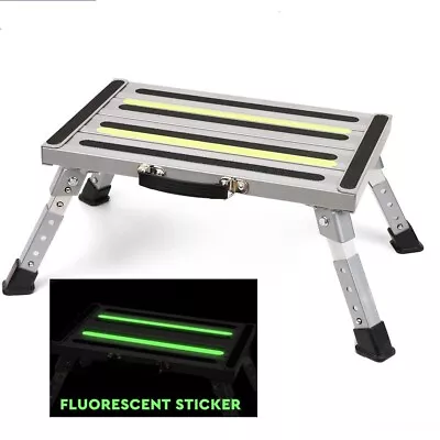 Illuminated Portable Stool Folding Steps Adjustable Aluminium Platform Caravan • $59.99