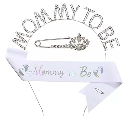 Baby Shower Sash Tiara Brooch Set Mommy To Be Sash Rhinestone Crown Headband ... • $18.90