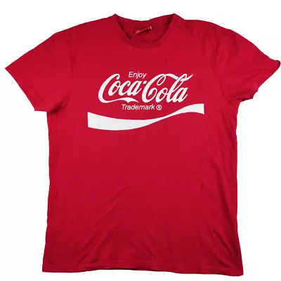 Coca-Cola Trademark Mens Size M T-Shirt Red Short Sleeve Cotton Graphic Tee • £7.99