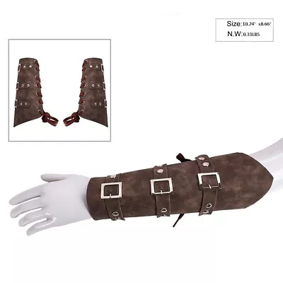 Faux Leather Brown Medieval Steampunk Wrist Gauntlets Renaissance Costume Access • $17.97