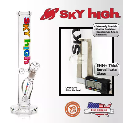 15  SKY HIGH 5MM BOROSILICATE Glass Water Tobacco Pipe Bong Hookah Tube Rainbow • $69.99