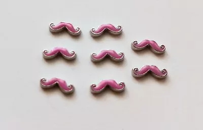 Lot Of 8 Silver Enamel Mustaches Floating Charms For Memory Locket Origami Owl • $5.75