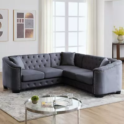 Modern 5-Seater L-Shaped Corner Sofa Velvet Livingroom Furniture Sectional Sofa • $972.10