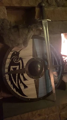 £249.99 • Buy Assassins Creed Valhalla Viking Shield Raven Clan Set Reenactment Battle Ready