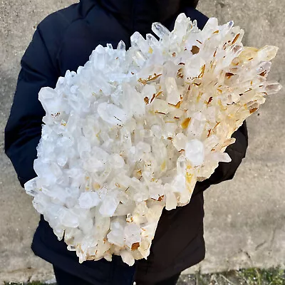 14.88LB Clear Natural Beautiful White QUARTZ Crystal Cluster Specimen • $5.50