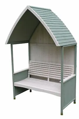 Garden Arbour With Integral Garden Bench (Sage Green) • £389