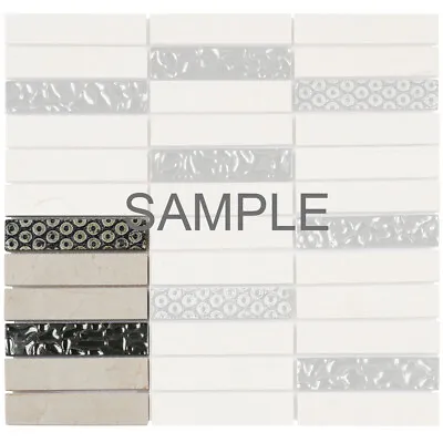 Cream Beige Crema Marfil Marble Stone Mosaic Tile Stacked Kitchen Backsplash • $3.99