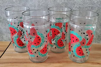 8 Vintage Anchor Hocking 16 Oz Watermelon Tumblers Drinking Glasses 70s Iced Tea • $39