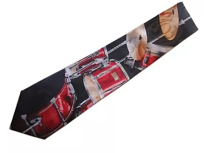 Red Drum Set Drummer Neck Tie Necktie Rock N Roll Band Musician Music Percussion • $11.99