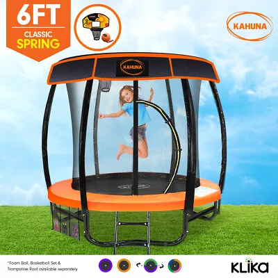 Kahuna 6ft Trampoline Free Safety Net Spring Pad Roof Cover Mat Basketball Set • $599