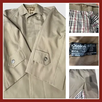 Diolen Made In Europe Mens Trench Coat Lined Tan VINTAGE L • $53.70