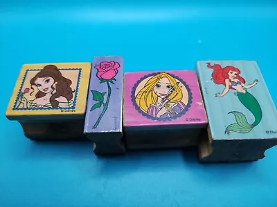 Lot Of 4 Wooden Disney Princess/Characters Rubber Stamps • $7.99