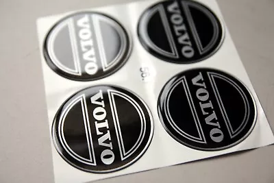 Rare VOLVO D= 50mm Alloy Wheel Center Cap Cover Logo Sticker Set BLACK • $27.90