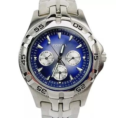 Fossil Blue Watch BQ-9177 Mens Fossil Blue Multi-Dial Watch Fits To 7 3/4  Works • $19.95