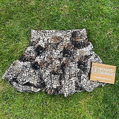 Vintage Rue21 Snakeskin Mini Skirt Elastic Brown Black Ruffle Casual Lined Y2K S • $14.99