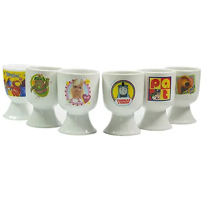3612 X Set Boiled Egg Cups Ceramic Cartoon Characters Kids Breakfast Egg Cups • £5.19