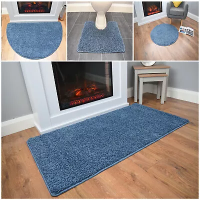 Blue Denim Non Slip Rug Machine Washable Pedestal Moon Mat • £13.99