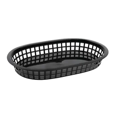 £9.94 • Buy 6x Plastic Food Serving Basket Black Oval Chips Basket 26cmx18cm Fast Food