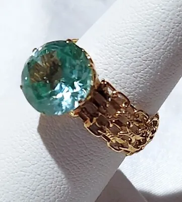 14K Gold Mesh Ring London Blue Quartz • $275