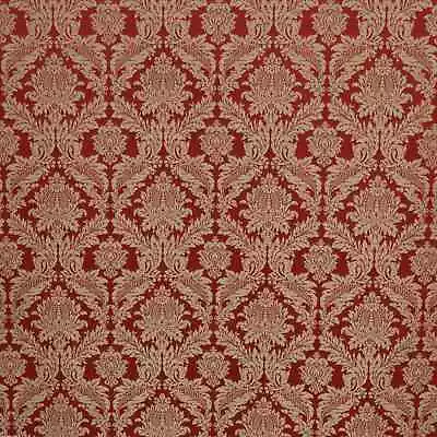 Lithuanian Luxury Damask Gold On Red Fabric | Reversible | Curtains Upholstery • £1.99