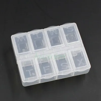 Weekly Pill Box 7 Days 8 Compartments Bins Tablets Medicine Vitamin Holder Case • $6.99